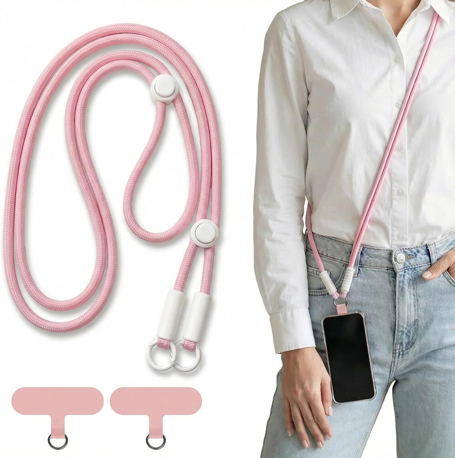 2-In-1phone Lanyard With With 2 Pack Tabs, Crossbody, Anti-Theft Neck Lanyard - Adjustable Nylon Rope For Travel & Festival