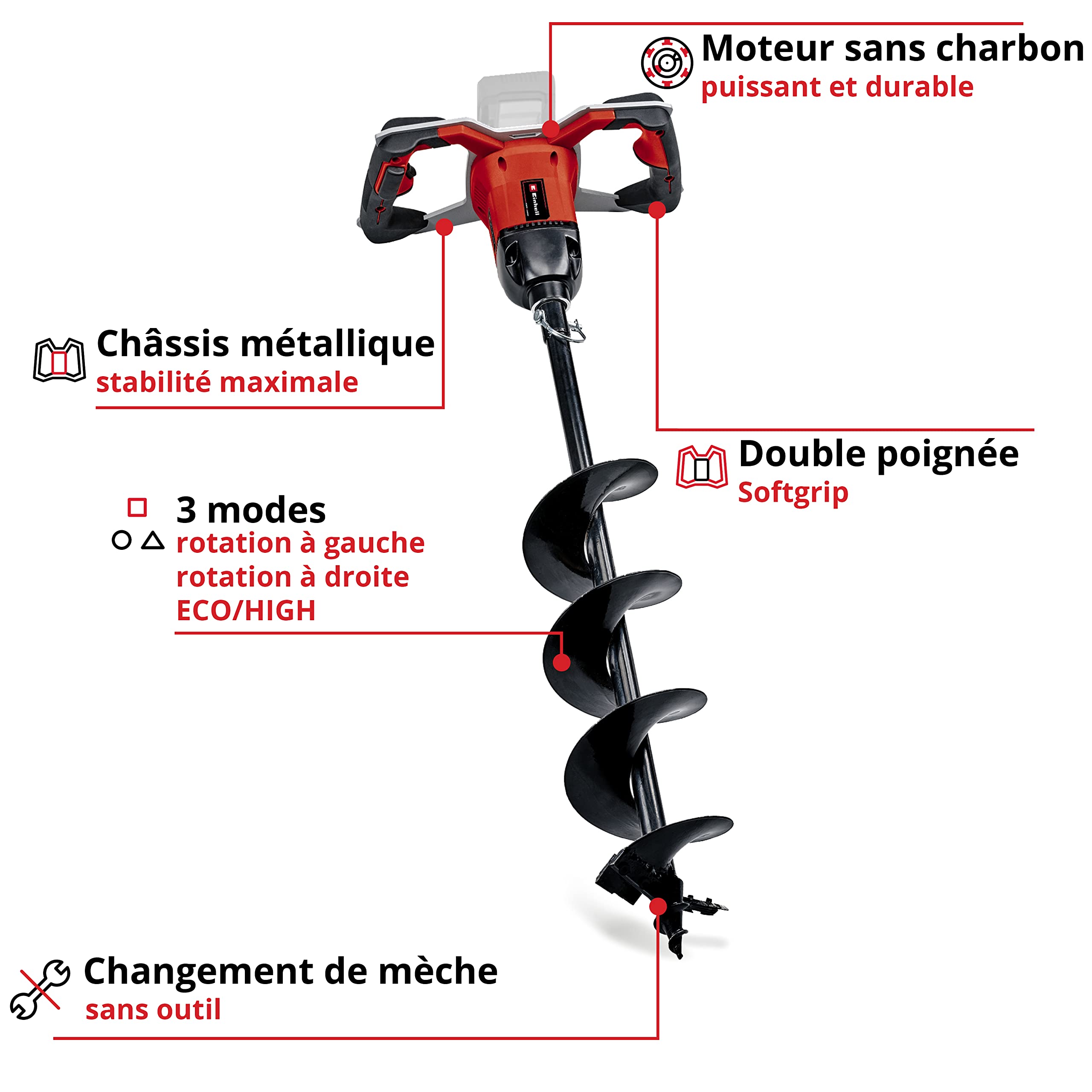 Einhell Professional Tarière sans fil GP-EA 18/150 Li BL-Solo PXC (Li-Ion, 18 V, moteur sans charbon, mèche de forage Ø 150 mm incluse, vendue sans batterie ni chargeur)