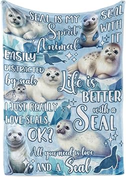 Huglanket Seal Gifts Blanket for Women, Men - Throw Blanket - Birthday Gifts for Seal Lovers - Watercolor - 40" x 50"