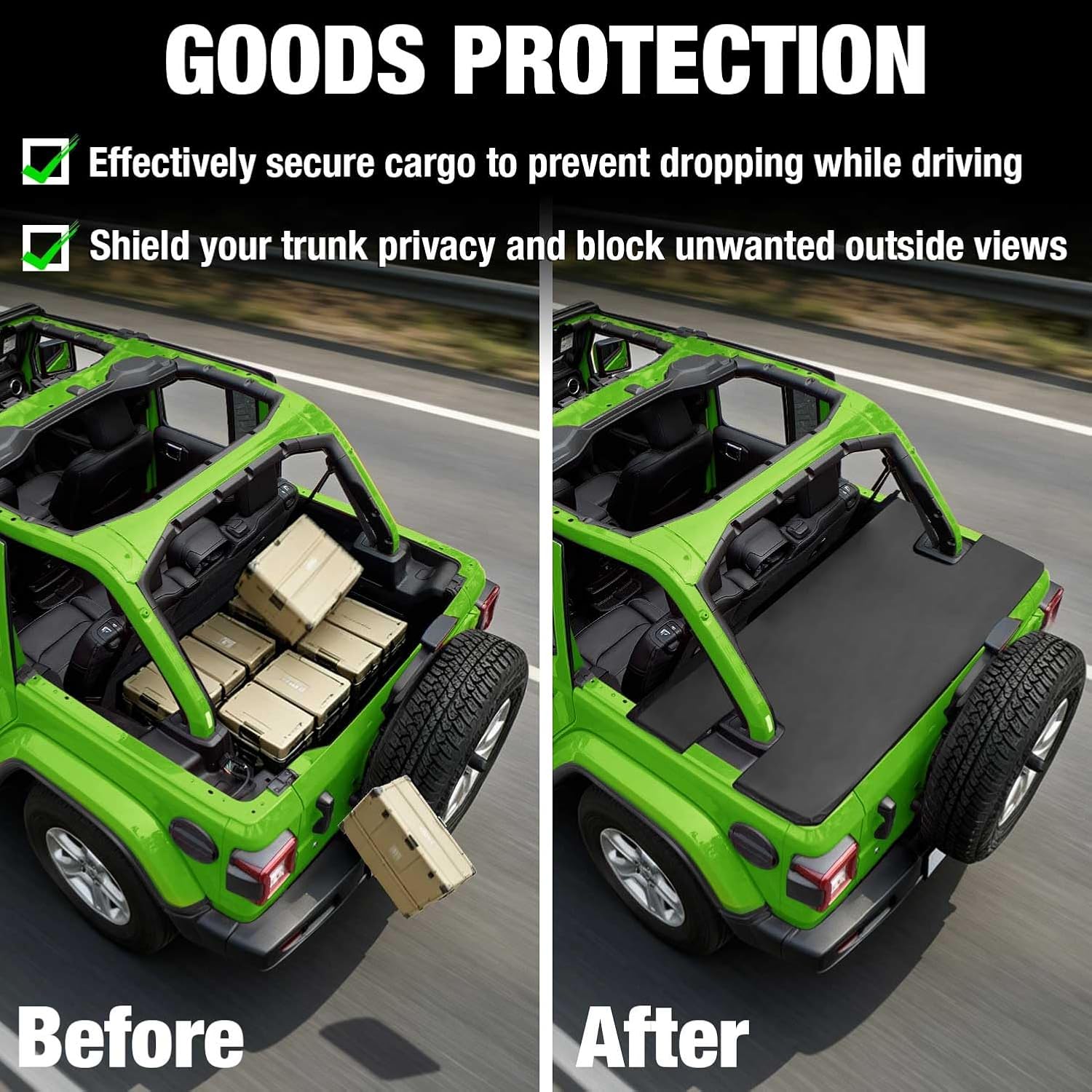 Tonneau Cover Compatible with Jeep Wrangler JL Cargo Trunk Cover Tailgate Back Toncover for JLU Unlimited 4 Door 2018-Current Black
