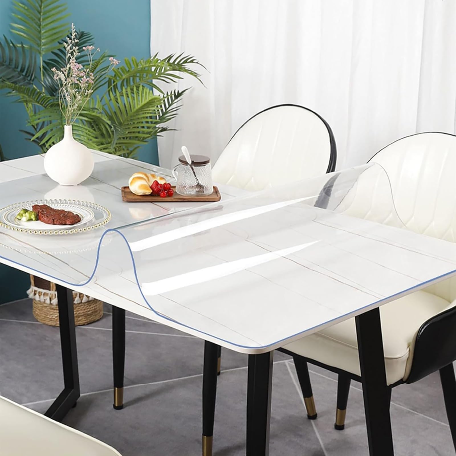 Sottomano da Scrivania Trasparente, 2mm Grande Tappetino da Scrivania, Scrivania In PVC, Copertura per Tavolo Antiscivolo Impermeabile, Anti-Scratch Copri Scrivania Trasparente(Transparent,W80xH120cm)