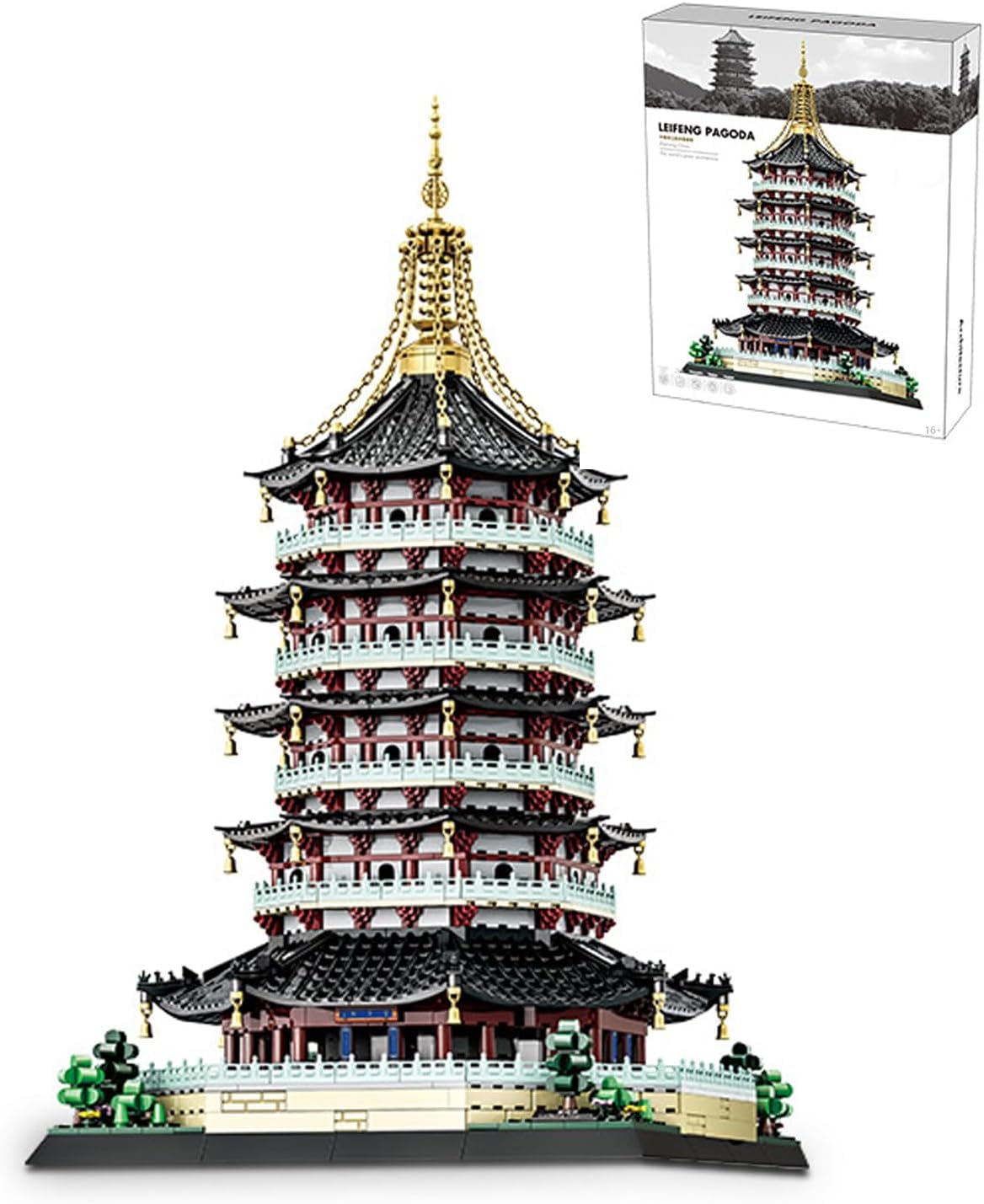 Chinesische Architektur Bausteine, 1498 Teile Leifeng-Turm Klemmbausteine Modular Haus Bausteine Konstruktionsspielzeug, Modular Architektur Spielzeug Nicht Kompatibel mit Mainstream Marken