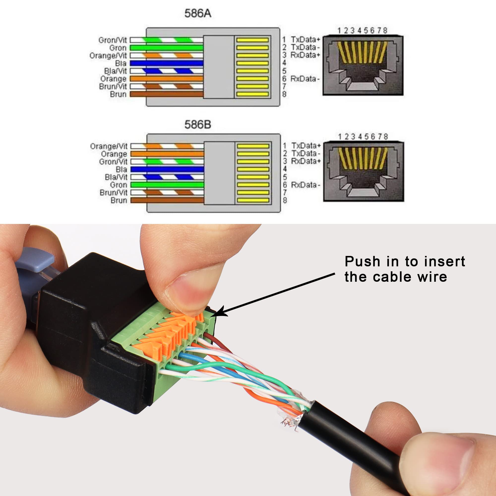 Amazon | QIANRENON RJ45 - 8ピン クイックコネクト はんだレス