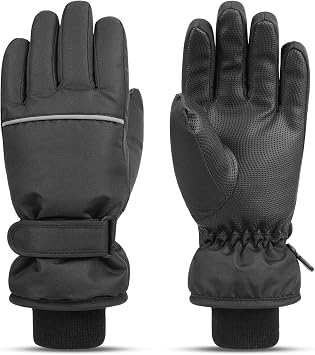 QKURT Kids Ski Gloves, Waterproof Winter Snow Gloves Windproof Anti-Slip Snowboard Gloves Children's Gloves Mittens for Boys and Girls 4-15 Years Old for Outdoor Sports