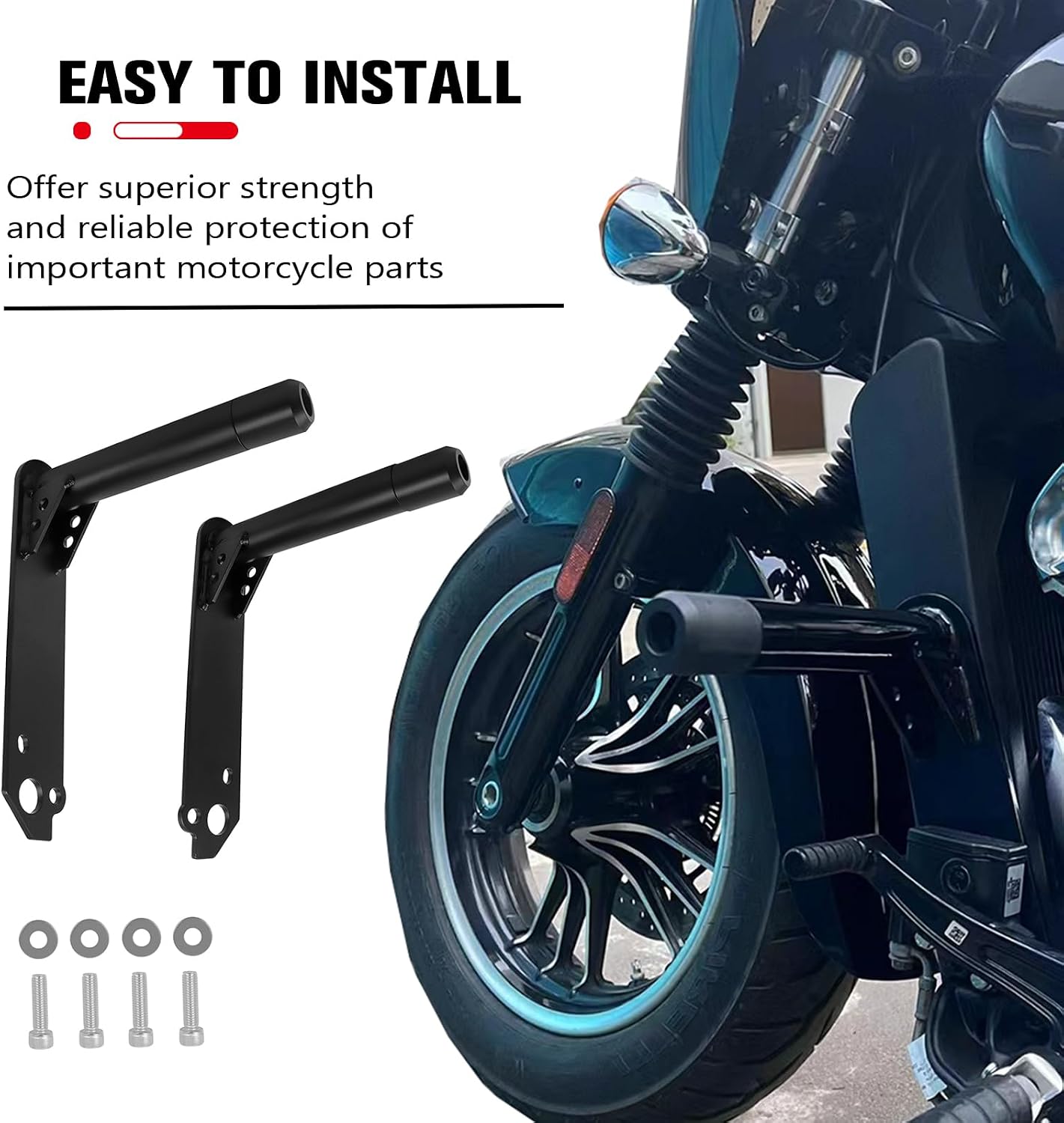 CHIFUN Engine Crash Bars for Indian Scout Bobber Twenty Sixty Rogue 100th Anniversary 2014-2024, Peg Guard Highway Steel Frame Slider Replacement for Motorcycle Fairing Falling Protection (Black)