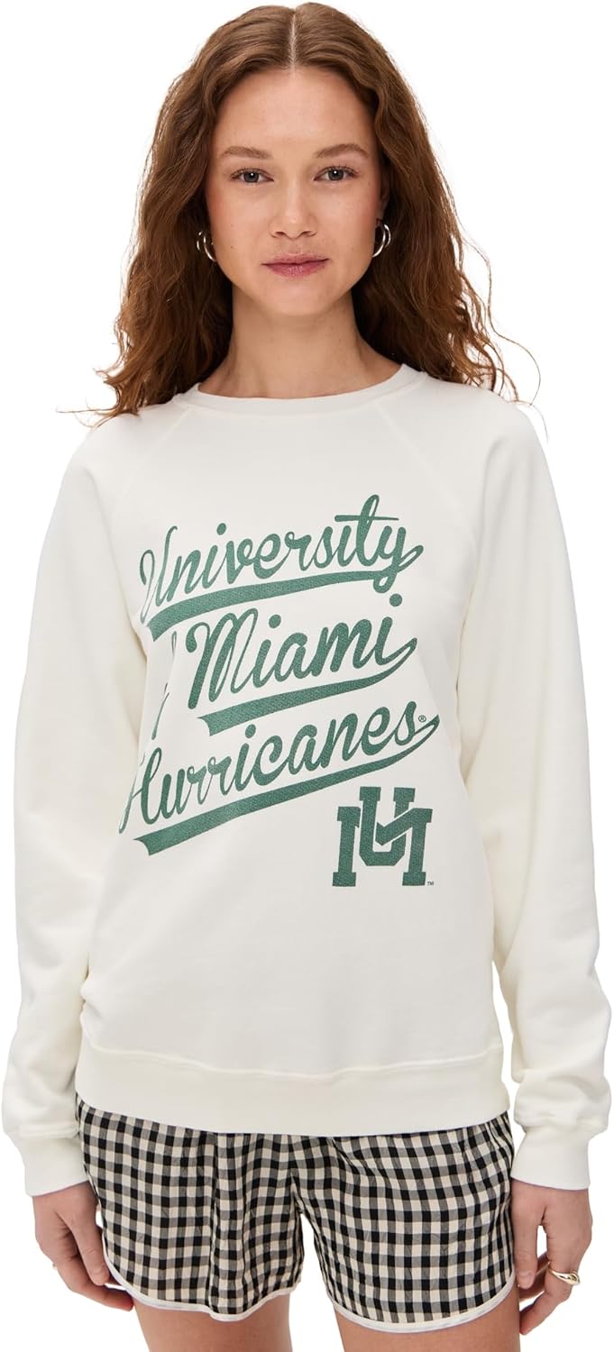 Original Retro Brand Women's University of Miami Hurricanes Crewneck