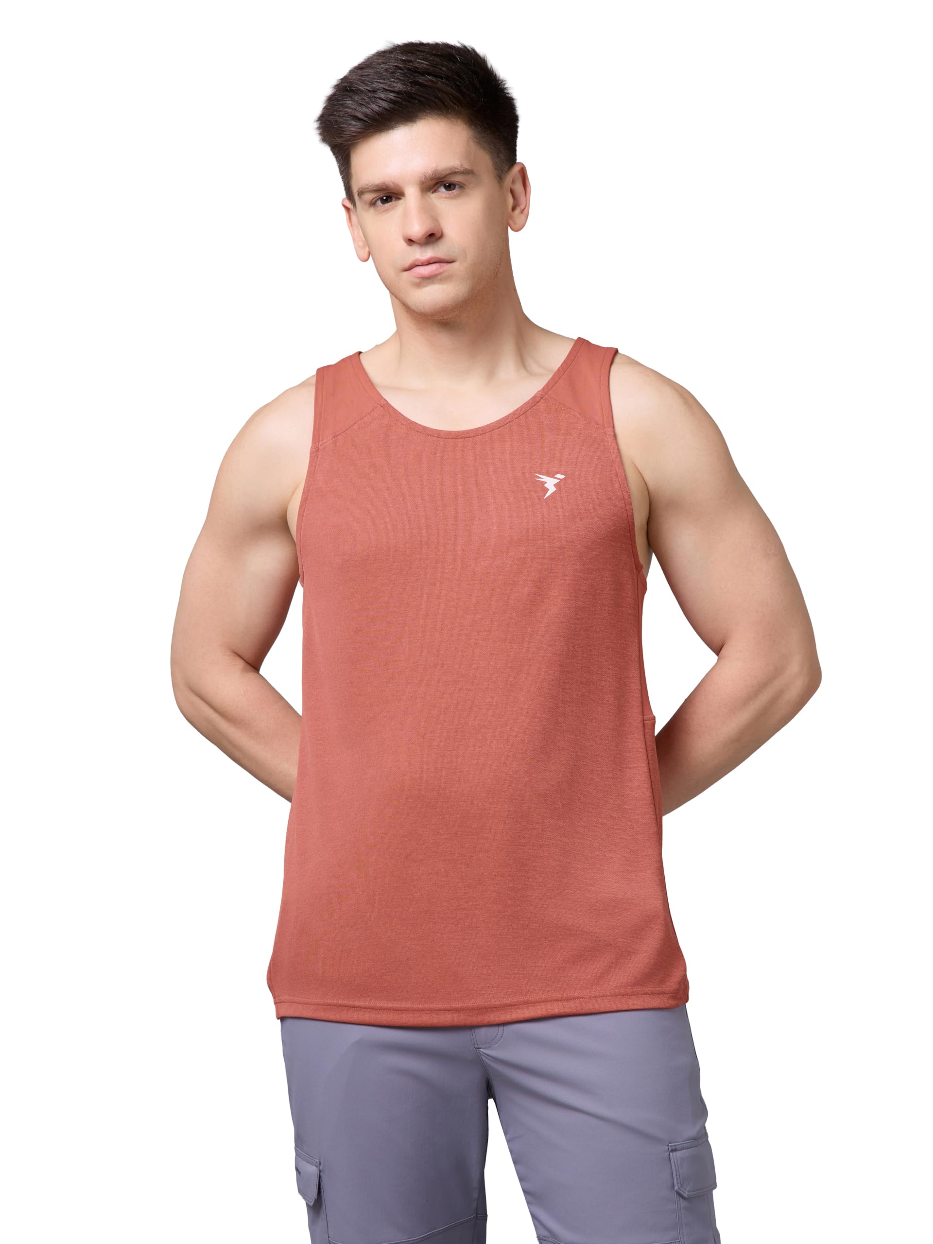 technosport Men's Melange Slim Fit Scoop Neck Sports Innerwear Vest TECHNOCOOL+ Polyester Gym Vest Quick Dry Sleeveless Activewear Anti Odour 2 Way Stretch-picture-17