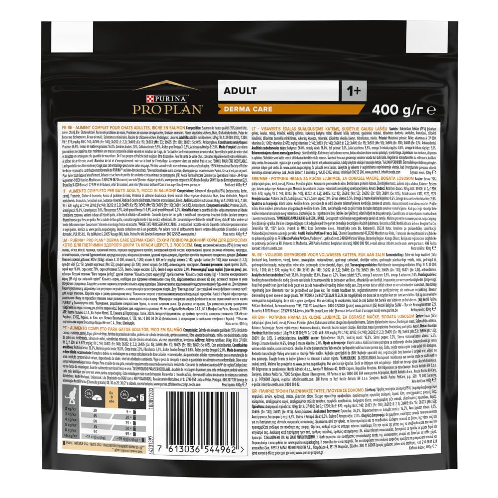 Pro Plan Hairball Care Adult 1+, Katzenfutter trocken, Reich an Lachs, 8er Pack (8 x 400g)