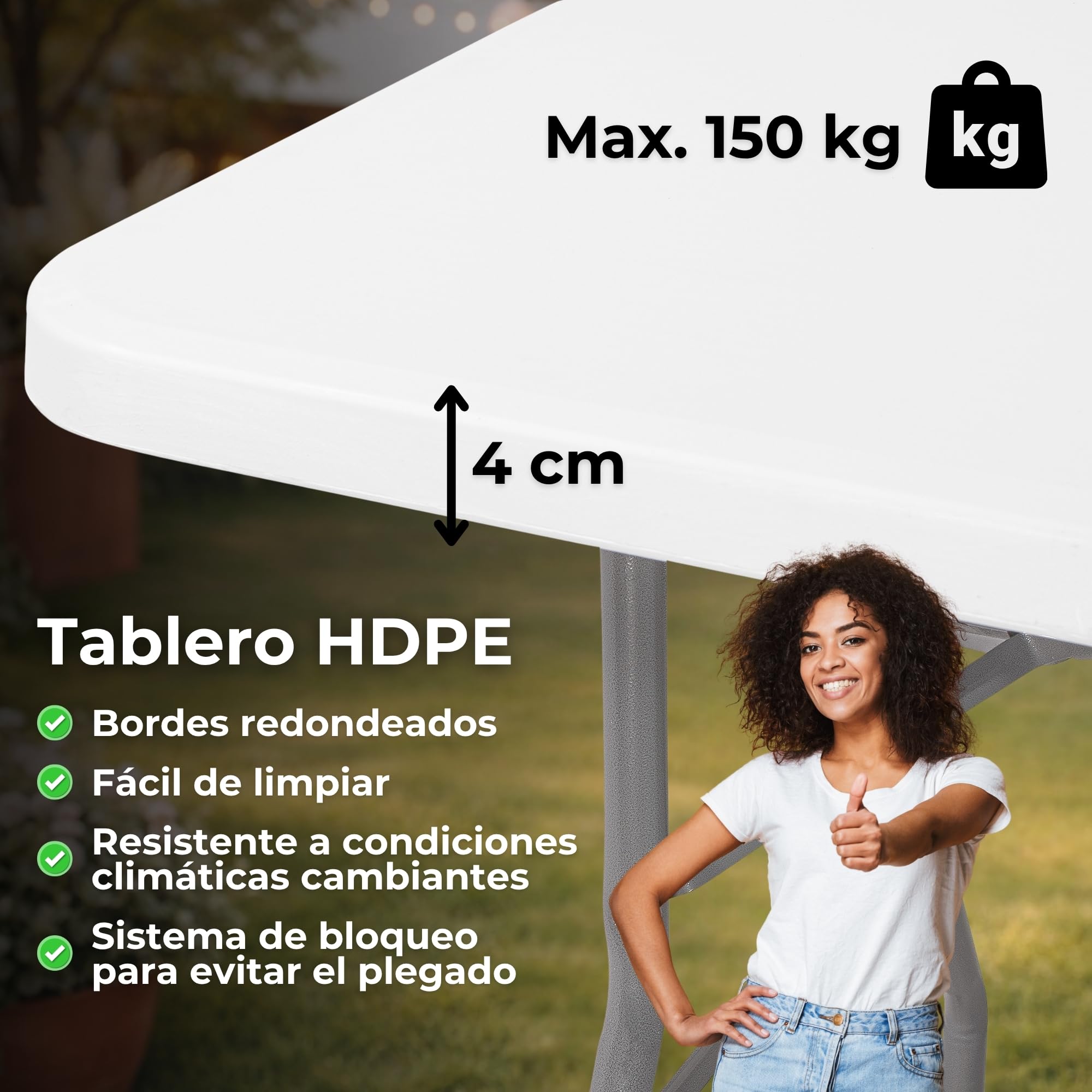 SPRINGOS Mesa de fiesta para banquete de 240 x 75 x 75 cm, plegable para gastronomía, con asa de transporte, función de maleta, plástico, metal para interior y exterior