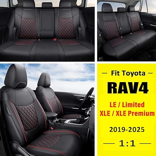 Miniatura 2 de GIANT PANDA Juego completo de fundas de asiento de automóvil de piel sintética para Toyota RAV4 LE 2019, 2020, 2021, 2022 2023, XLE, XLE Premium,