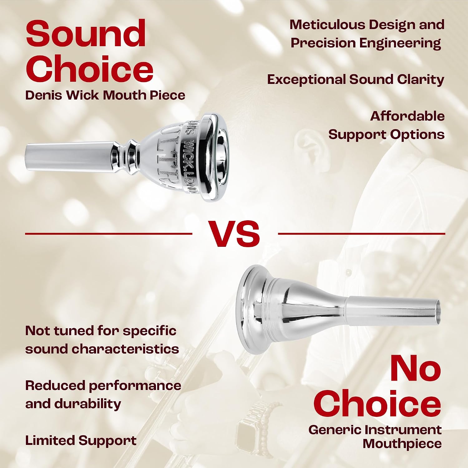 Denis Wick Ultra Cornet Mouthpiece Silver Plated, 5281U-3C - V-Type Backbore for Balanced Airflow & Tone, Ideal for Brass Band and Solo Performances, 0.66 x 0.21 x 0.15 Inches