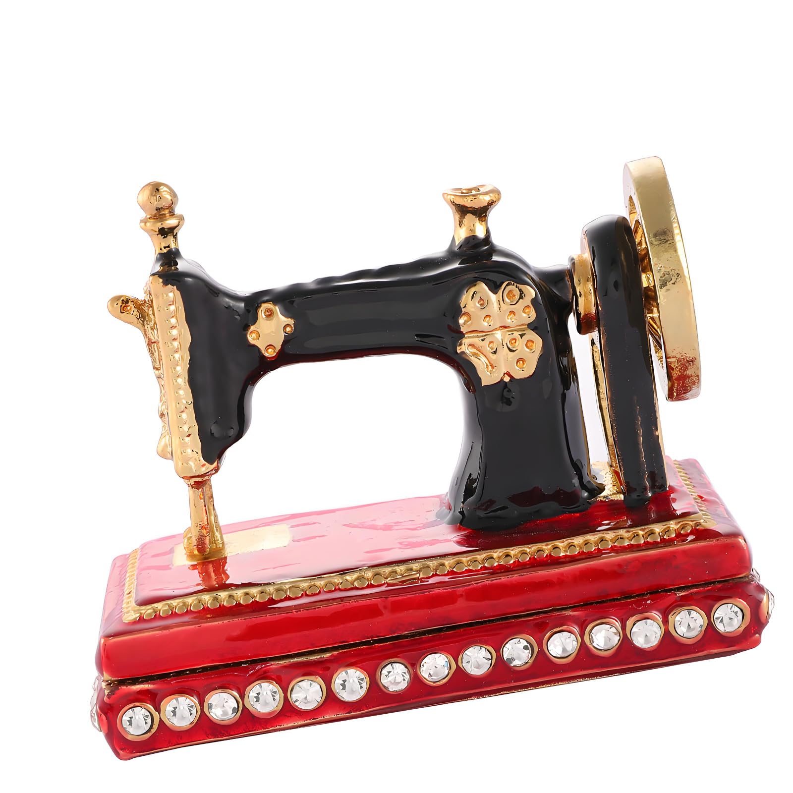Retro Sewing Machine Jewelry Box Painted Metal Collectible Organizer for Small Jewelry Vanity Table Decor Display Sewing Machine Trinket Case Painted Metal Holder Vanity Dresser Organizer Small