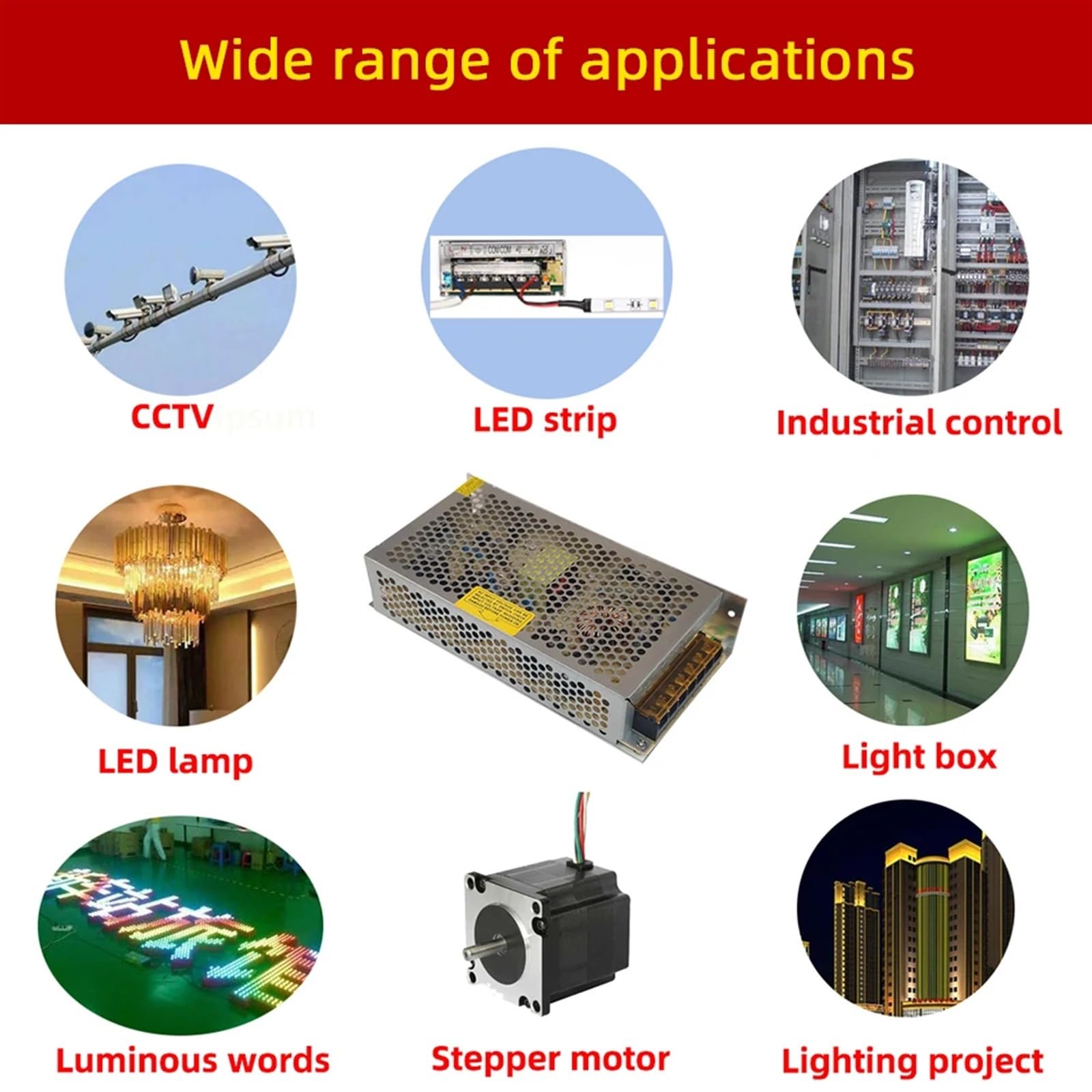 Ultra cienki zasilacz LED 12 V 24 V Transformatory oświetleniowe 60 W 100 W 150 W 200 W 300 W 400 W AC190-240 V Sterownik do taśm LED CCTV (24 V, 200 W)