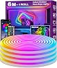 AHRLHR Waterproof Neon Rope Lights IP68, 6m LED Strip Light for Outdoor Indoor, Flexible RGB Neon Strip Lights Controlled by APP & Remote, Music Sync Gaming Strip for Game Room or Around Pool [Energy Class A]