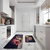 Vista 38 de Alfombras de Cocina Marrón, Alfombras de Microfibra Antideslizantes y Lavables para el Piso de la Cocina, Juego de 2 Piezas de Alfombras Decorativas