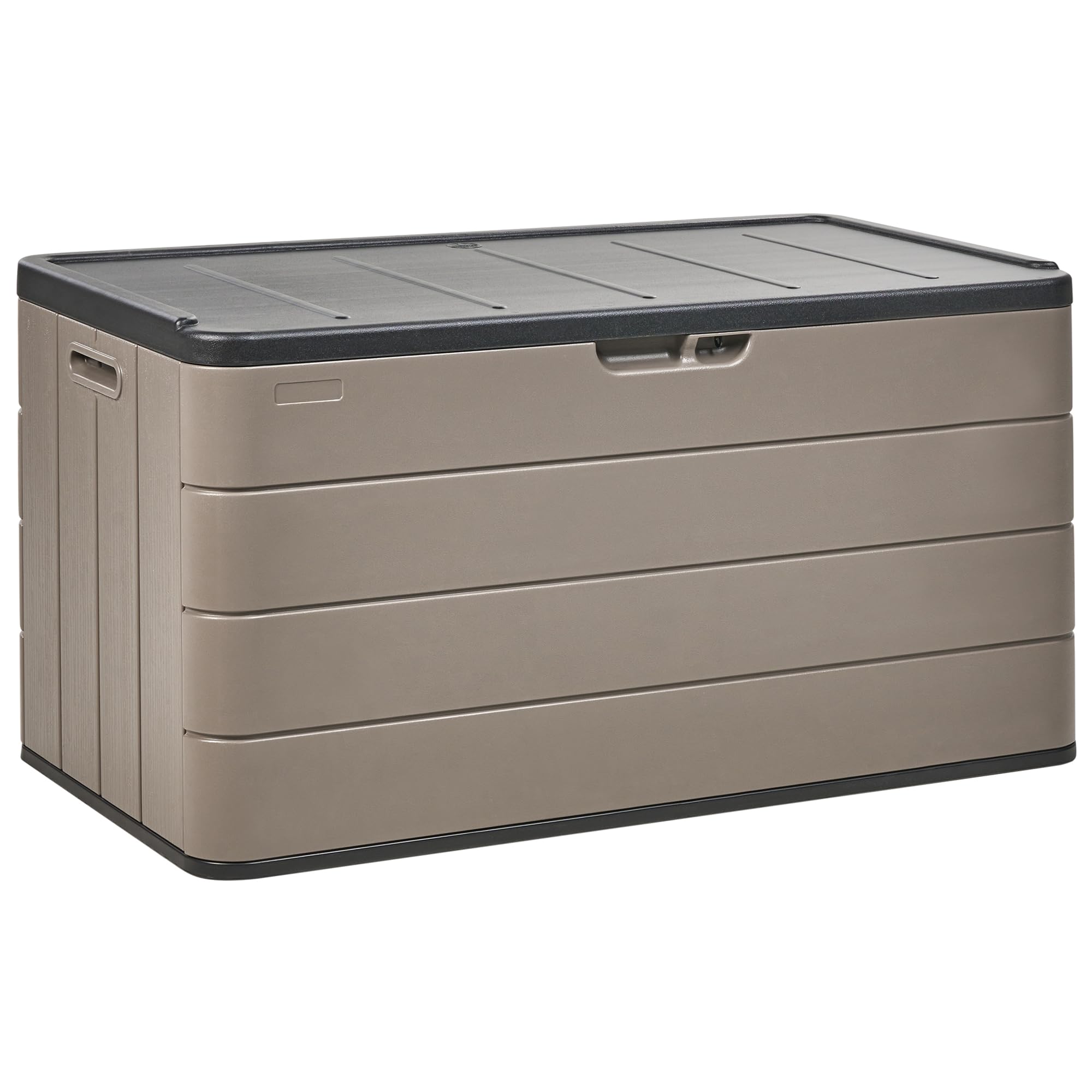 Beliani Arcón para exterior caja de almacenaje de jardín 116 x 60 cm ruedas de plástico marrón Milies