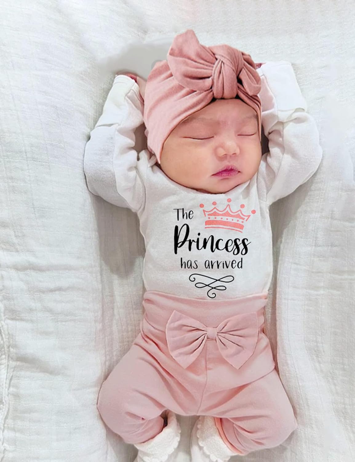 Infant Newborn Baby Girl Clothes Baby Girl Outfits For All Seasons Long Sleeve Snap Romper Pant Sets With Headband - Image 6