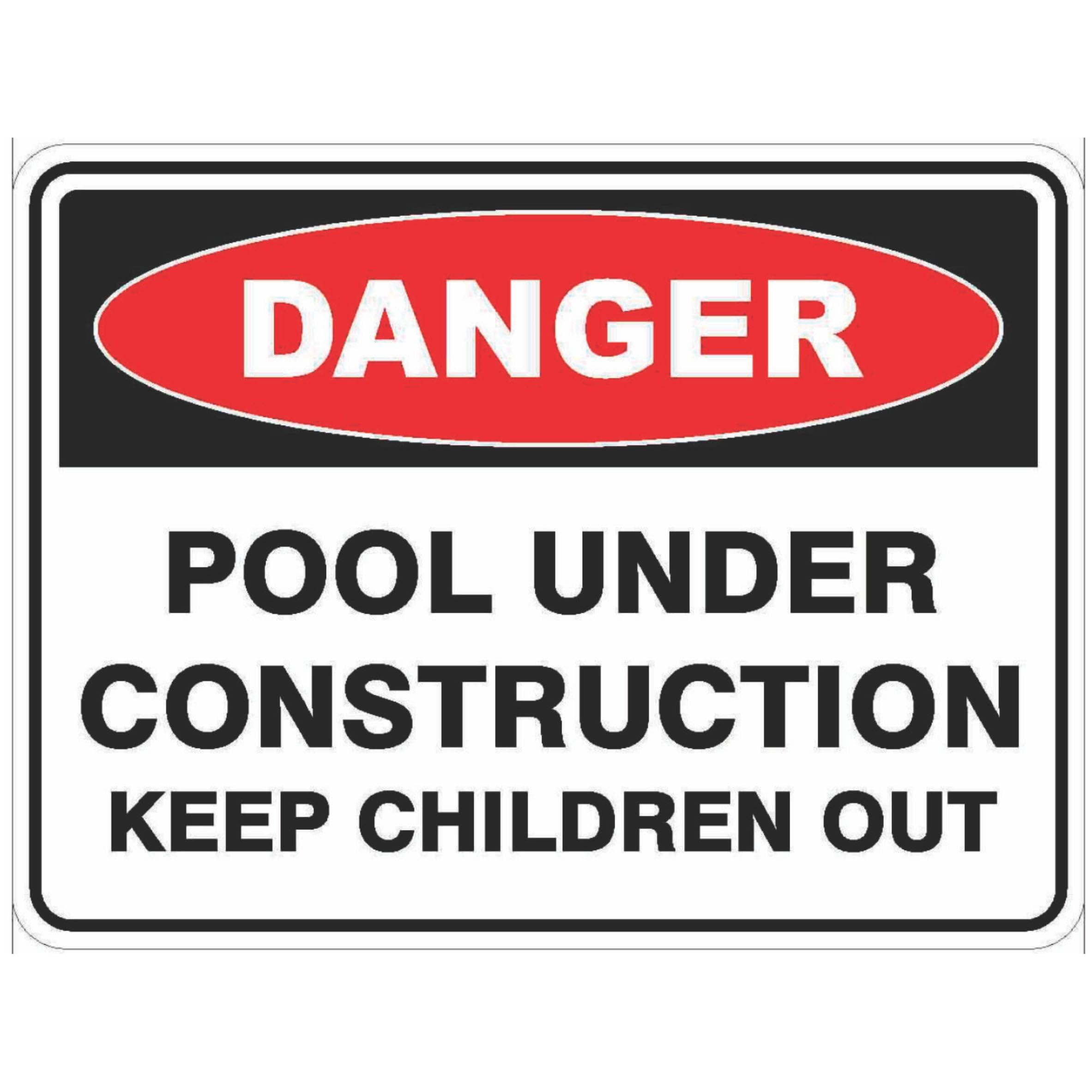 Pool Under Construction Keep Children Out Safety Signs Metal Tin Sign 8 x 12 inch for Industrial & Commercial