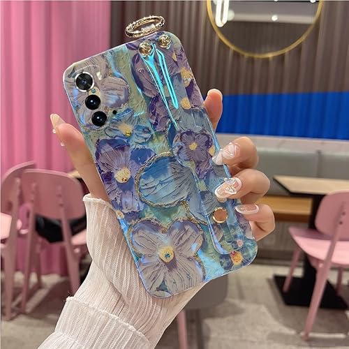 Miniatura 6 de Lastma Funda para Motorola Moto Edge 2022 de 6.6 pulgadas con correa de muñeca con purpurina IMD lindo diseño de dibujos animados kawaii a prueba de