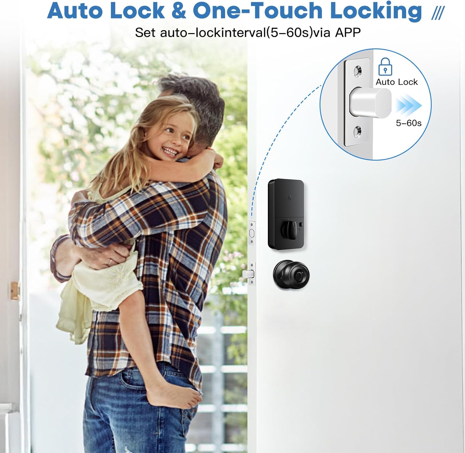WiFi Bluetooth Keypad Door Lock with Handle,Keyless Entry Door Lock, Electronic Digital Keypad Deadbolt with App, Keyless Entry Fingerprint Lock Auto Lock, Front Smart Door Handle Sets