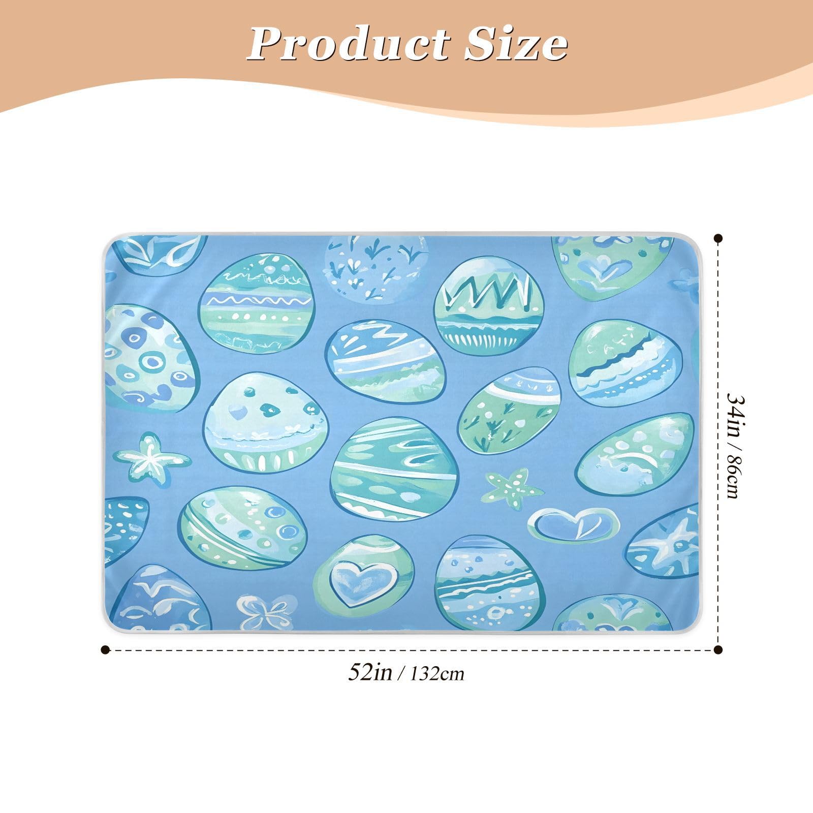 BOESI Doodle Easter Egg Pattern Waterproof Pads for Bedwetting and Incontinence, Reusable Pads, Reusable Diaper Pads for Bed, Sofa, Travel