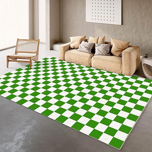Miniatura 9 de Alfombra moderna de mediados de siglo en blanco y negro para sala de estar, dormitorio, comedor, cocina, antideslizante, lavable, alfombra a cuadros