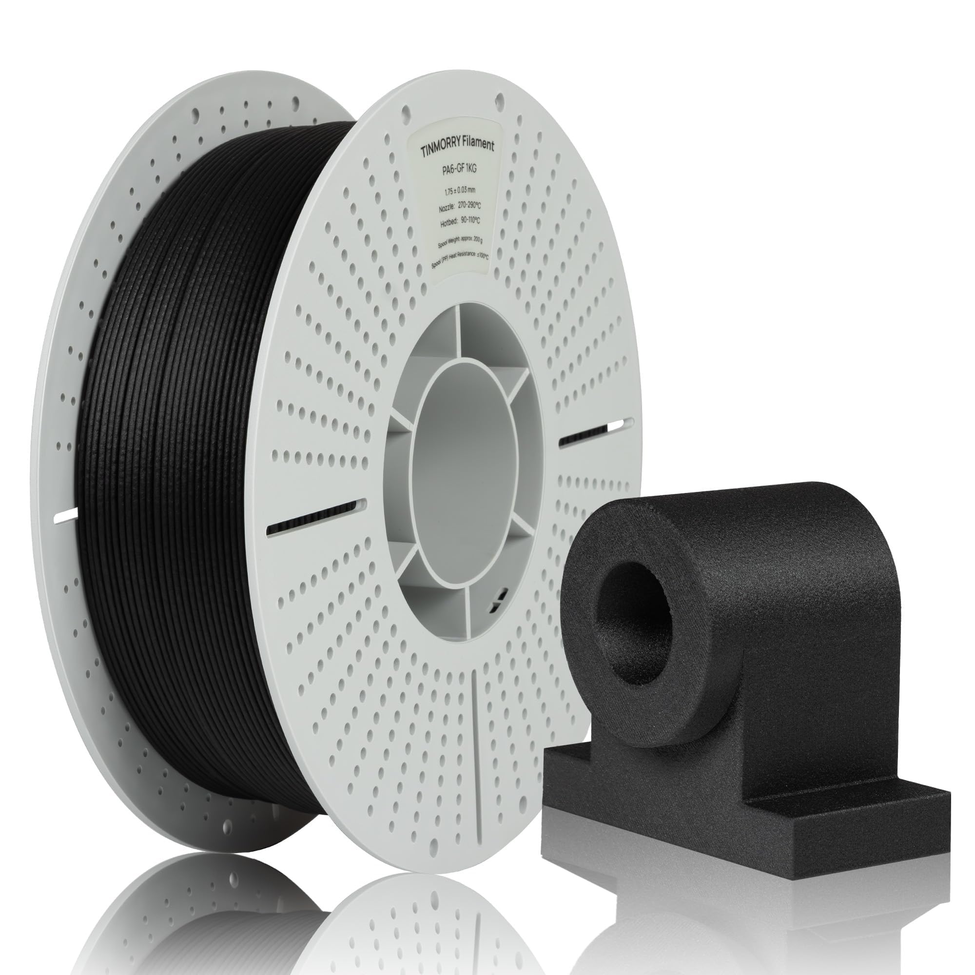 TINMORRY Filament PA6-GF 1,75 mm, filament nylon imprimante 3D 1 kg, Noir