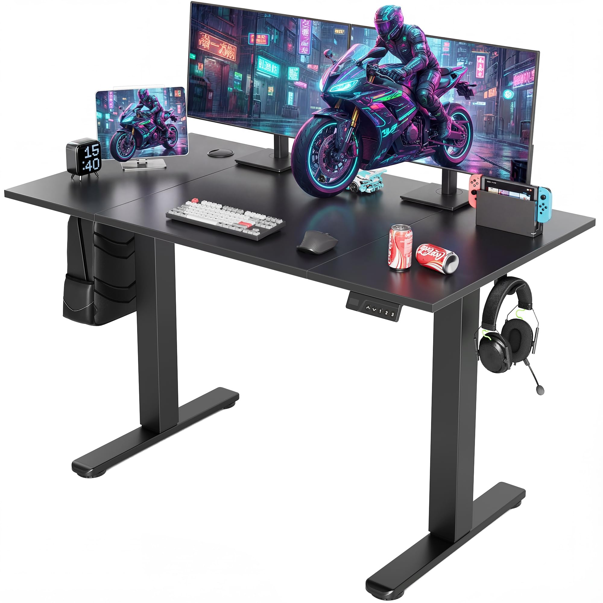 YDN Electric Standing Desk Adjustable Height Stand up Desk 48 x 24 Inches Sit Stand Home Office Desks