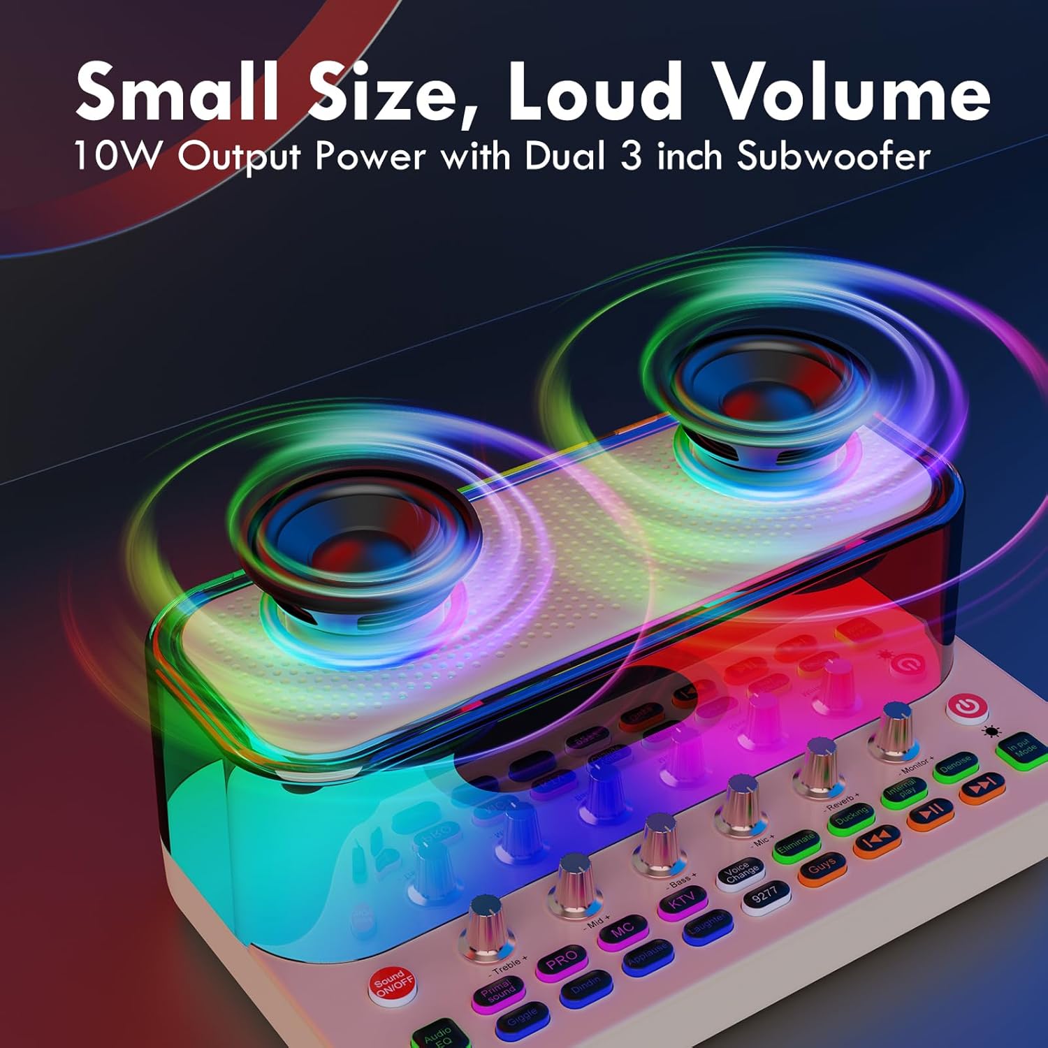 Portable Karaoke Machine with 2 Wireless Microphones, Bluetooth PA System Speaker with EQ Control, Vocal Removal, Noise Reduction, Reverb & Sound Effects, for Singing/Live Streaming/Gaming/Home Party