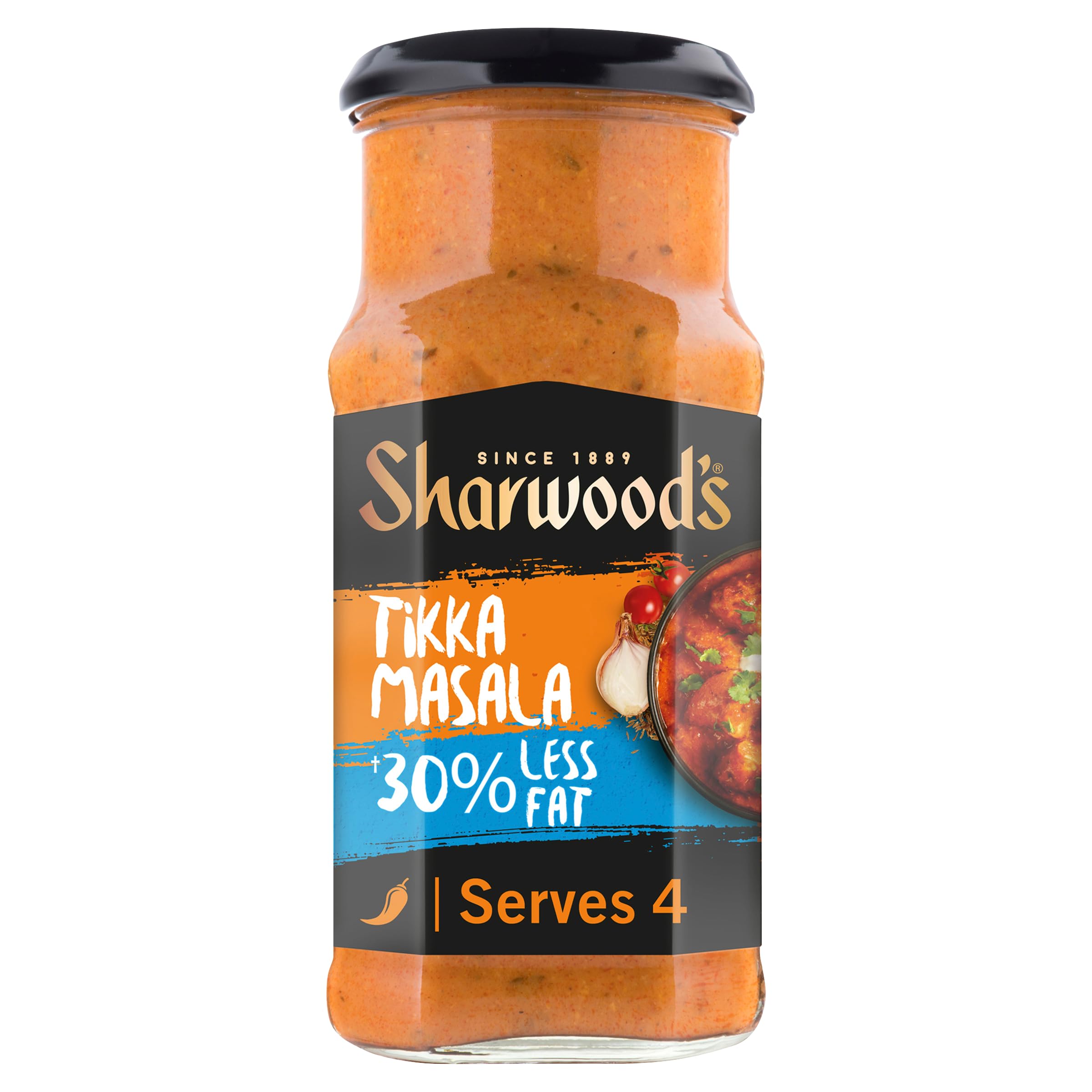 Sharwood's Indian Tikka Masala Sauce – 30% Less Fat, Tomato, Yogurt & Cream Blend, Mild Spice, 420 g Jar (Pack of 1)