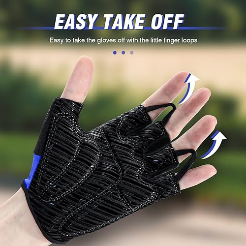 Miniatura 3 de Guantes de ciclismo para hombres y mujeres con almohadilla antideslizante que absorbe los golpes, peso ligero, ajuste agradable, guantes de