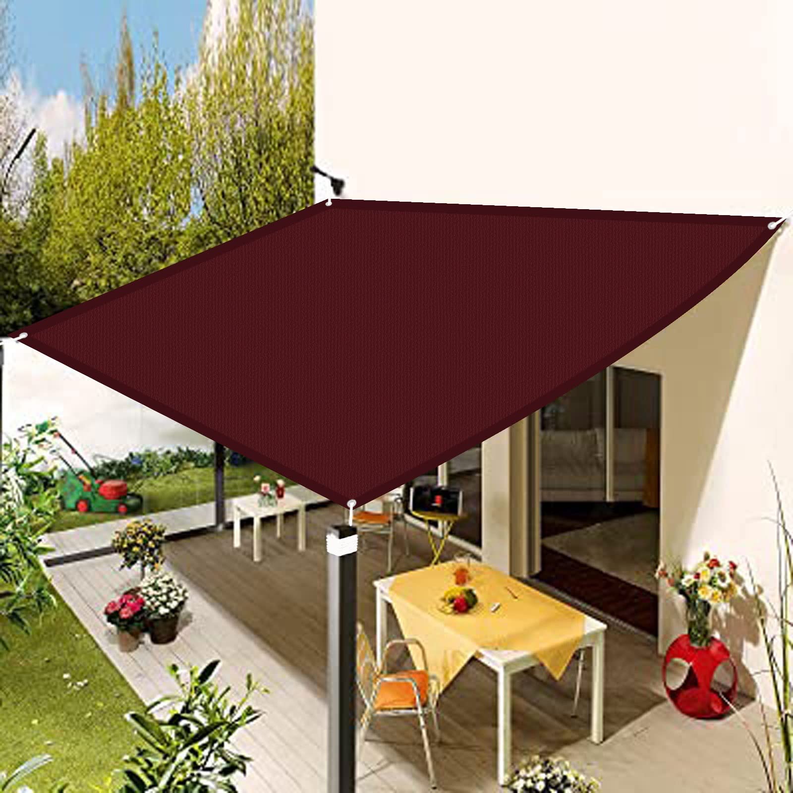Toile ombrage résistant à l'eau haut de gamme vin rouge 2.5x5 m avec œillets