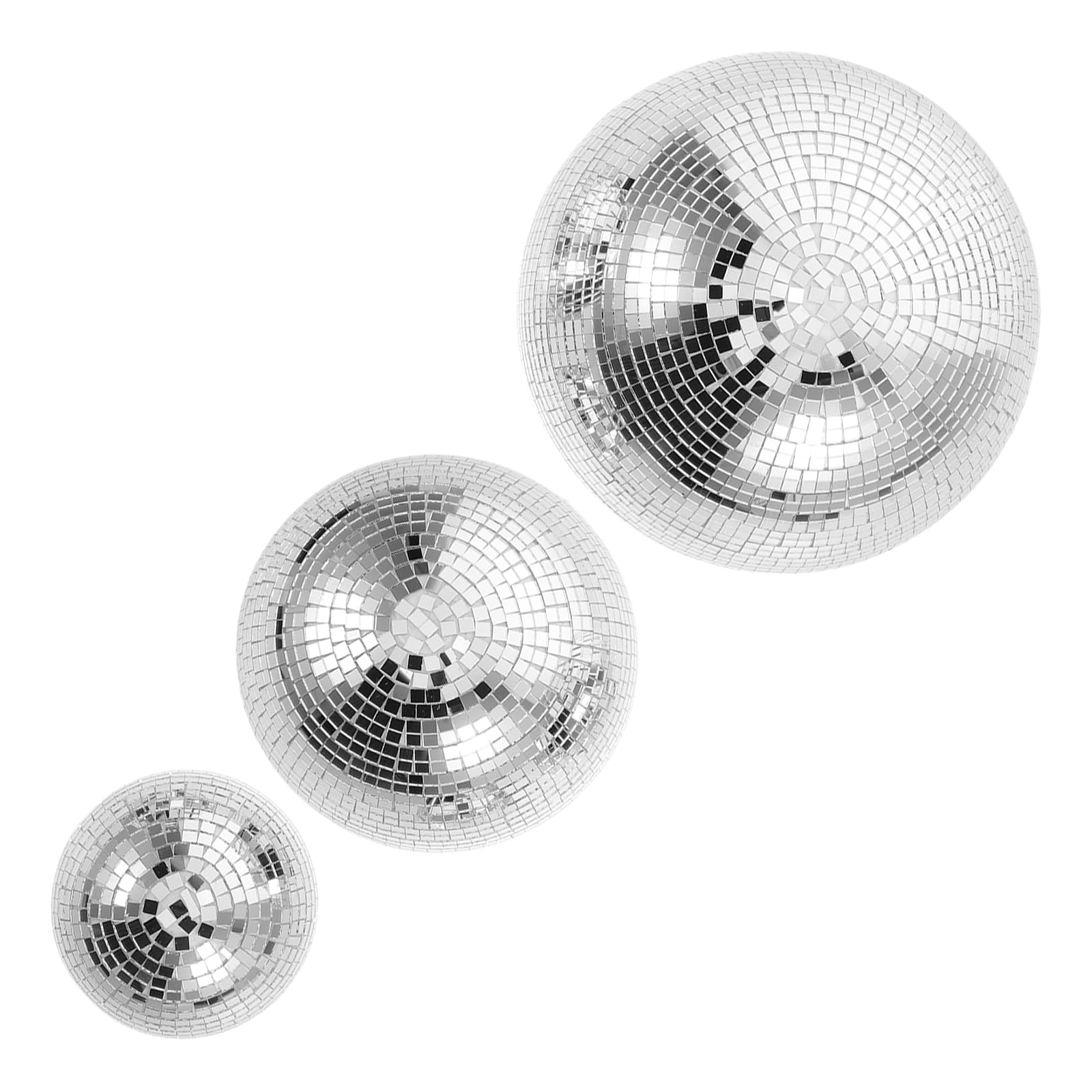 Lot de 3 demi-boules disco autocollantes argentées, tailles 19, 15 et 10 cm pour éclat festif