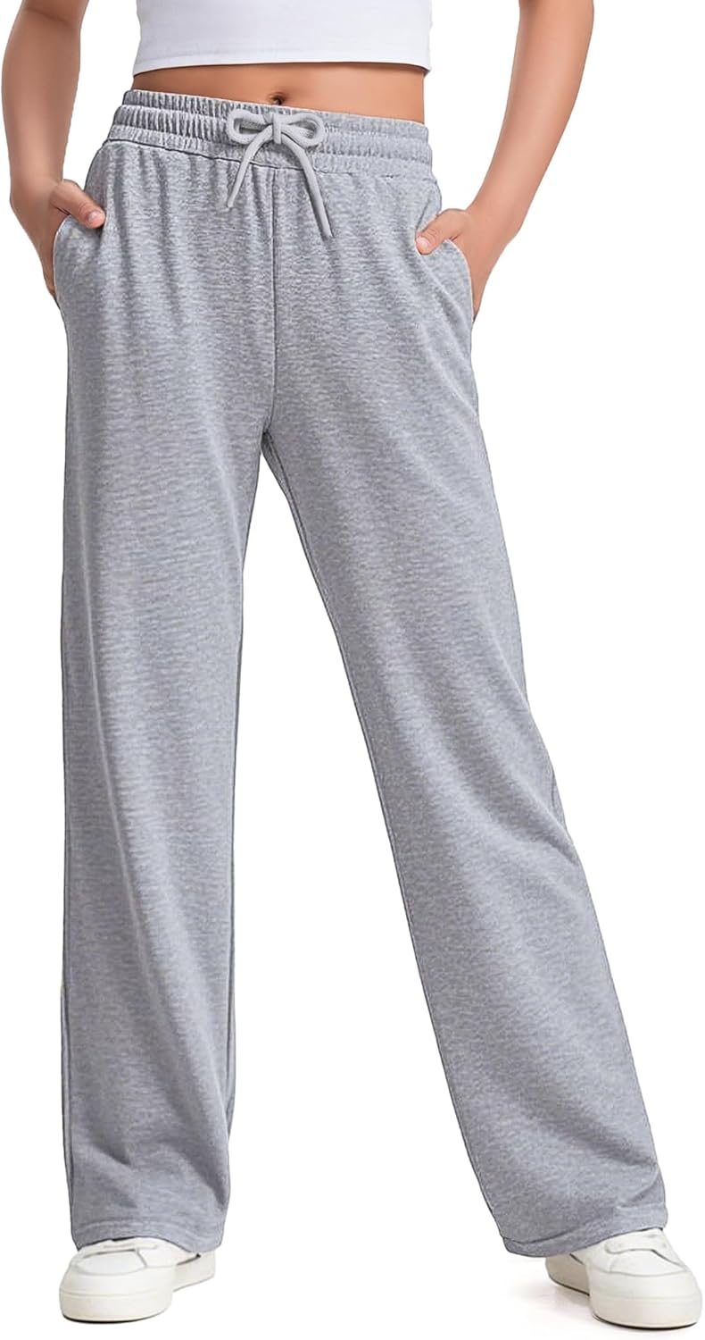 Girls Sweatpants Straight Wide Leg Joggers Baggy Sweatpants for Teen Girls Size 5-14Y