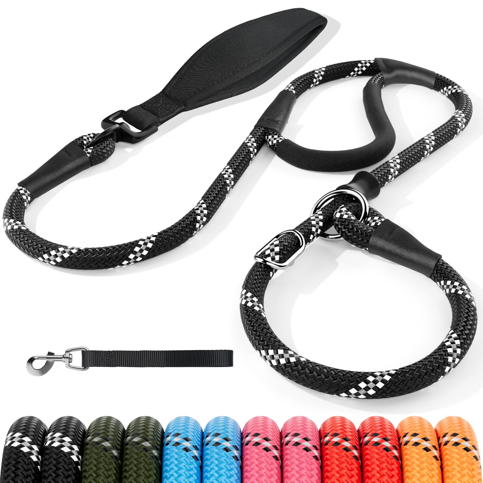 Kdsvakd Slip Lead for Dogs 1.2M/1.5M/1.8M No Pull Training Leash with Double Comfortable Handles and Collar Attachment