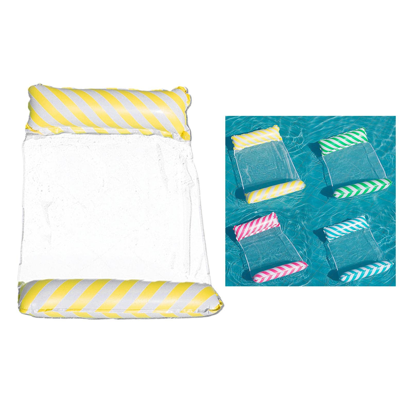 Lot de 5 hamacs flottants gonflables pour piscine Jaune 122 x 70 cm