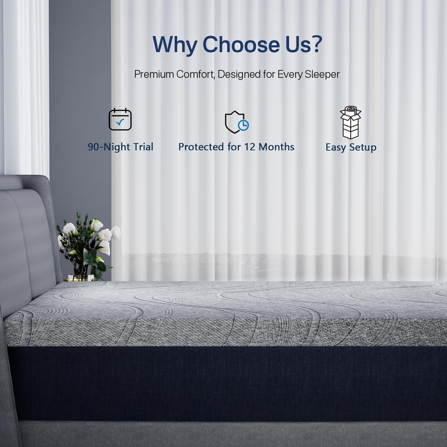 4 Inch Firm Mattress Topper King, Cooling Gel Memory Foam Mattress Topper for Back Pain Relief, High Density Ventilated Bed Topper with Breathable Cover & Non-Slip Straps, CertiPUR-US