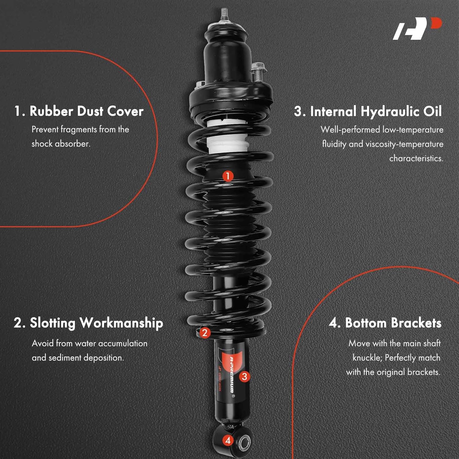A-Premium Full Set Front and Rear Complete Strut Shock Coil Spring Assembly Compatible with Jeep Compass 2012-2017, Patriot 2011-2017, 4-PC Set