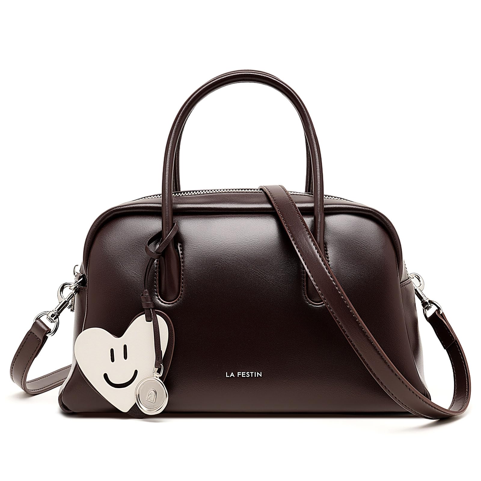 LA FESTIN Leather Shoulder Bag Top Handle Purses for Women Cute Crossbody Bags with Removable Strap Genuine Leather