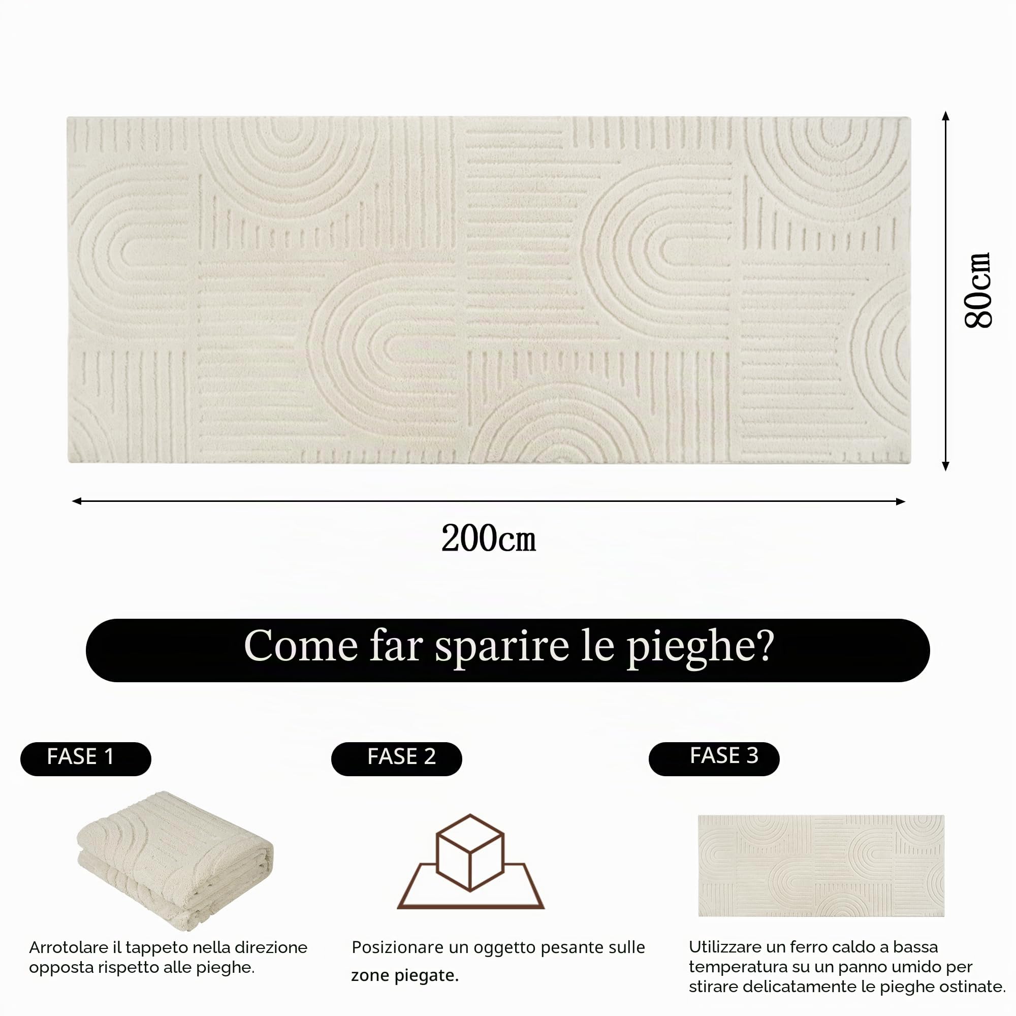 Famibay Tappeto Corridoio 80x200cm Antiscivolo Tappeto Runner Cucina Moderna Passatoia Corridoio Lavabile Morbido per Cucina Lavanderie Ingresso Beige
