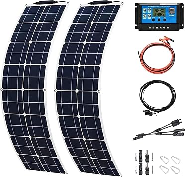 400W 600W 800W 1200W Solar Panel Kit,Photovoltaic Solar Panel,Flexible Monocrystalline Solar Panel,with 40A Controller,for Home,Rv,Caravan,Boat and Other Battery Charger,2X200W
