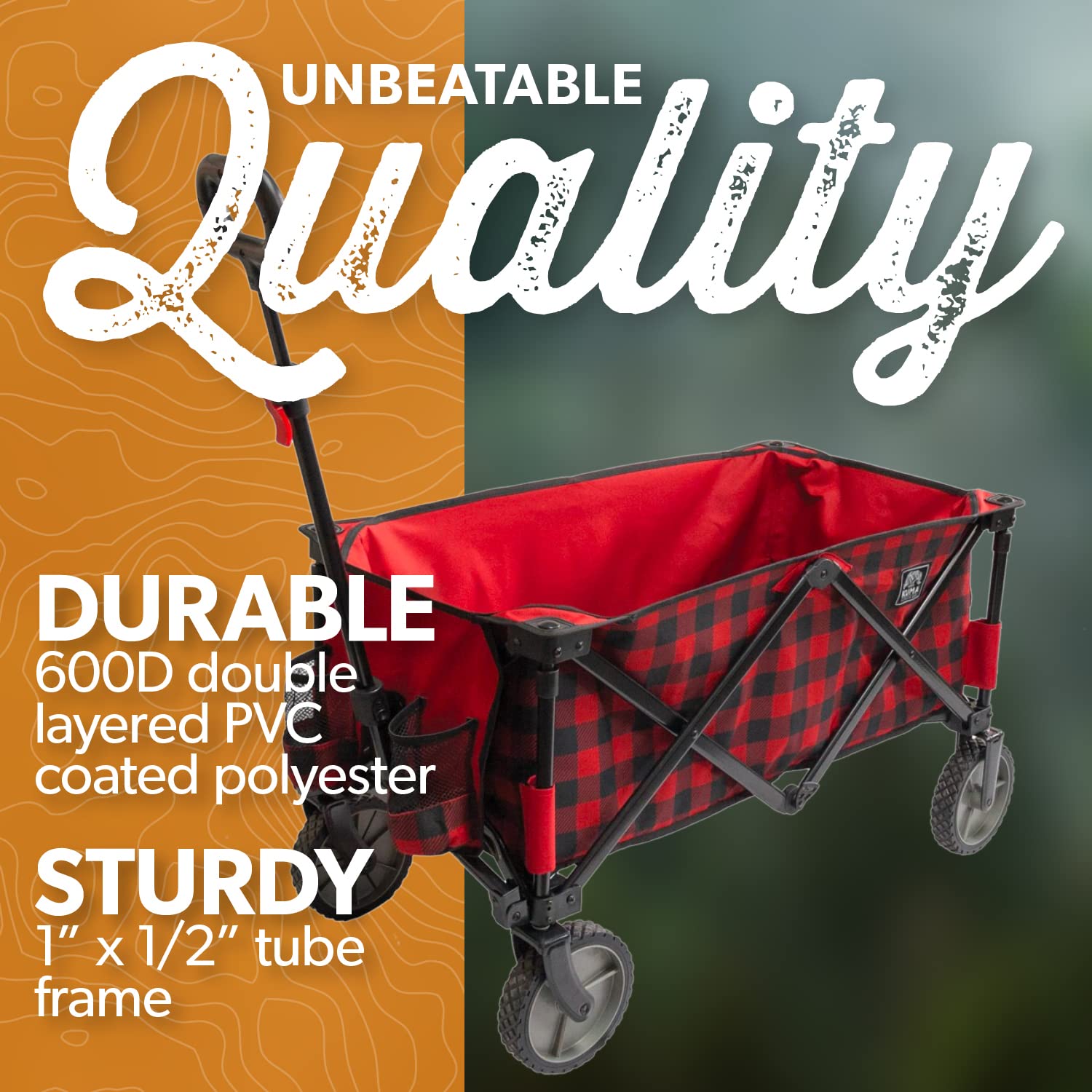 Kuma Outdoor Gear Carro, Poliestere Cloruro di Polivinile, Plaid Rosso