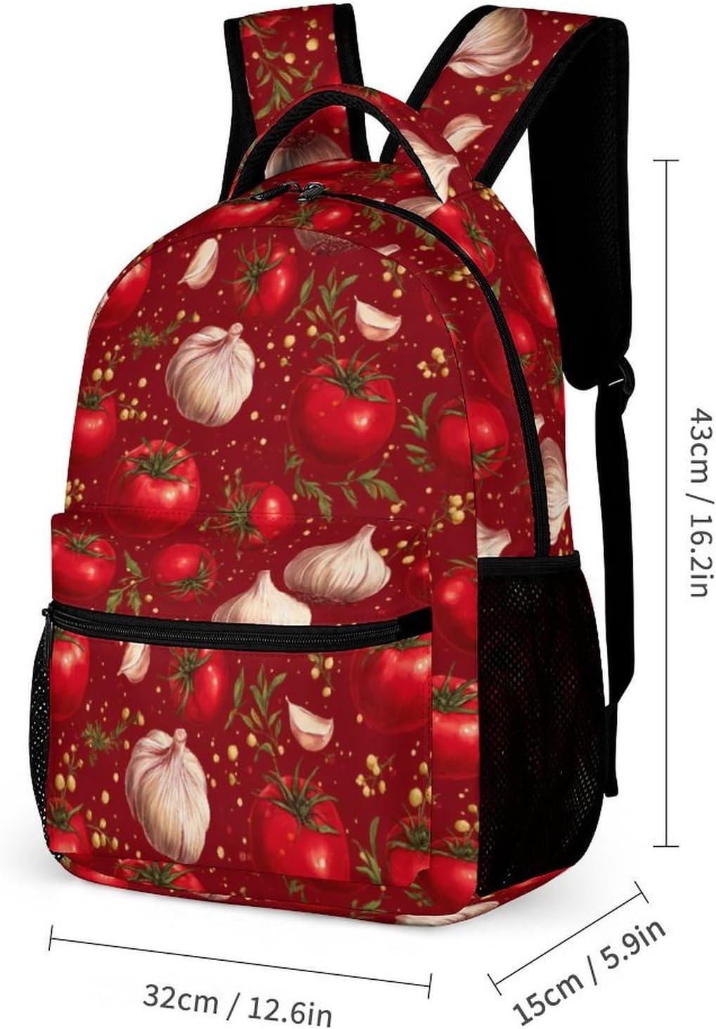 Tomatoes And Garlic Novelty Backpack Set with Lunch Bag Pencil Cases image 2
