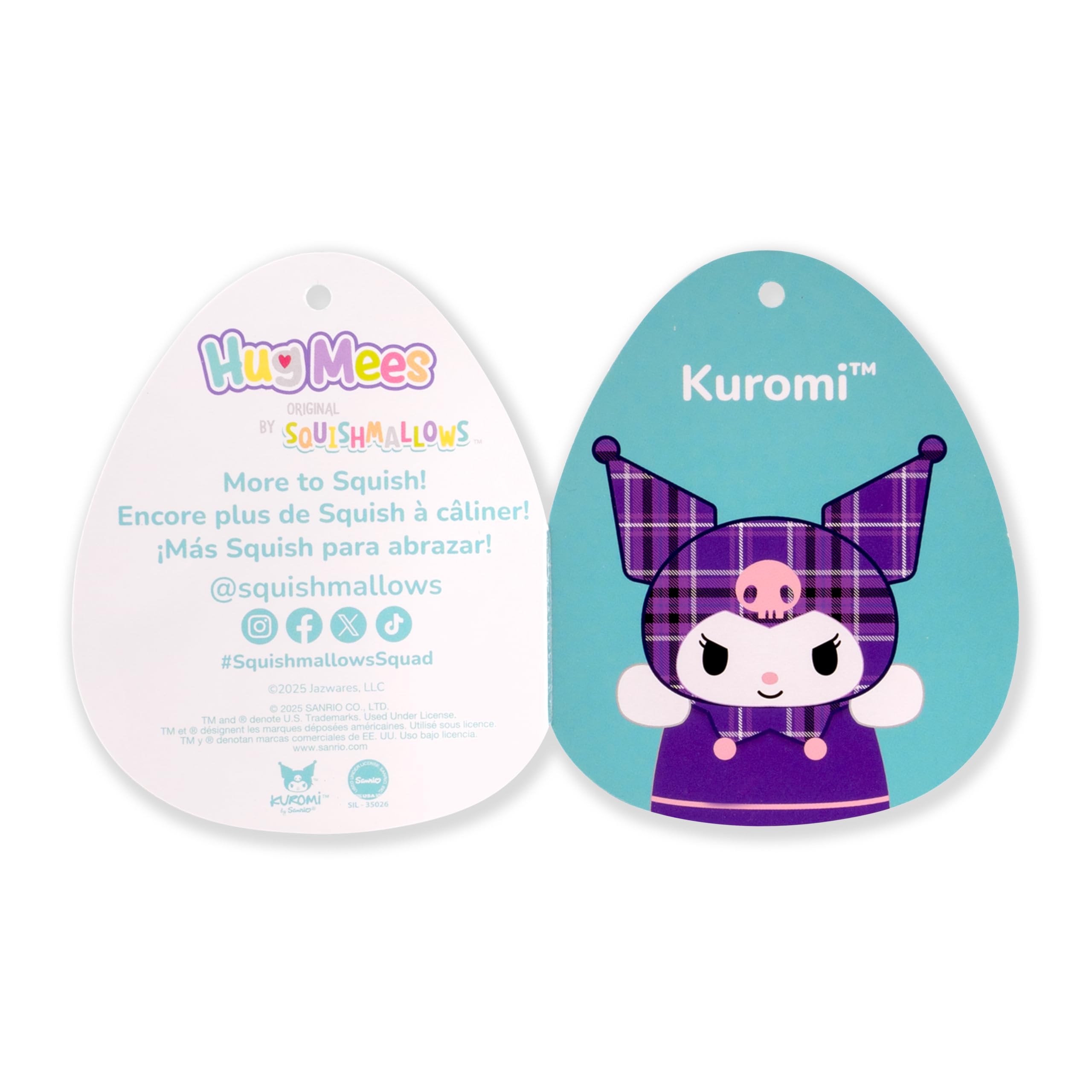 Amazon.com: Squishmallows Original Sanrio 10in Plaid Kuromi