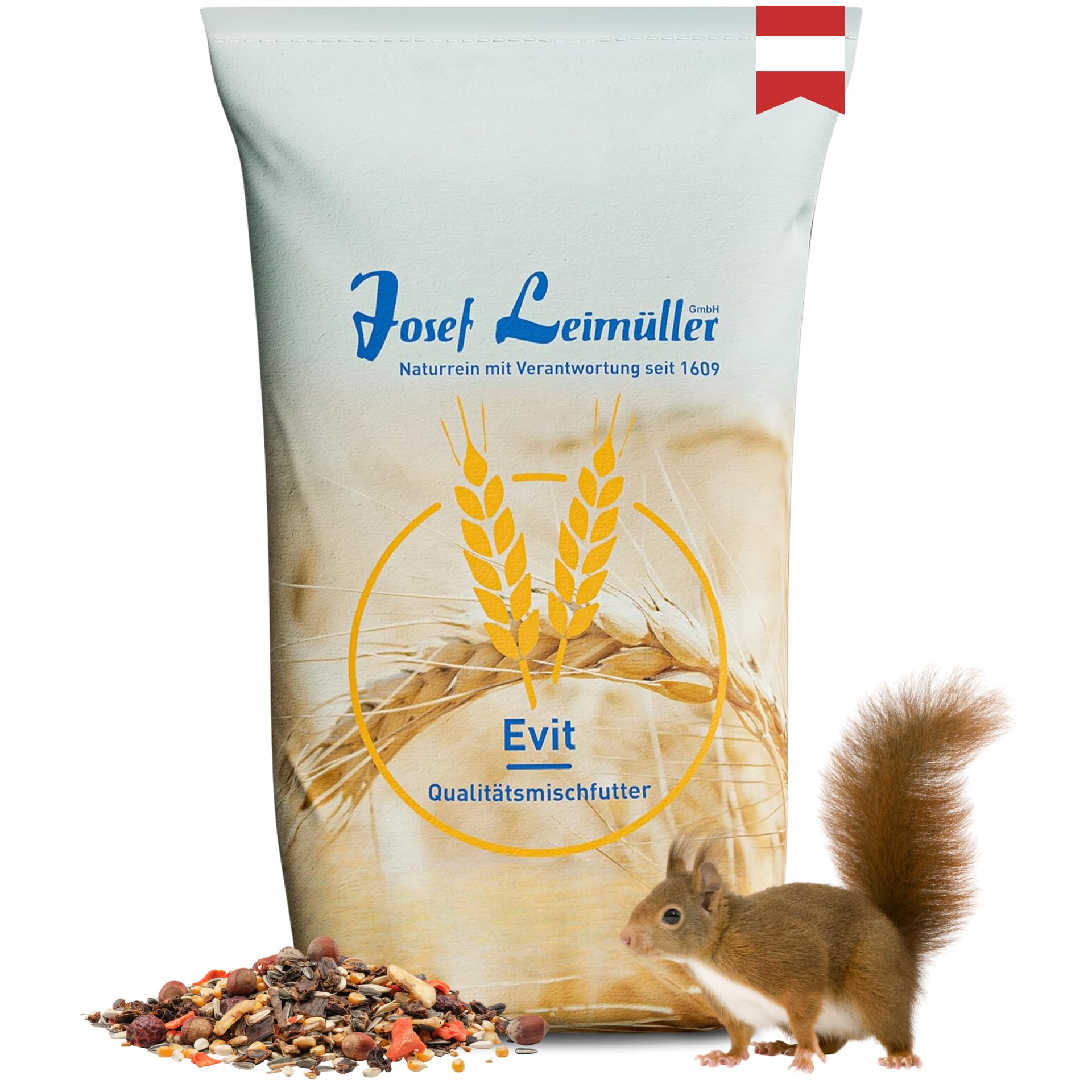 Leimüller Mangime Premium scoiattoli 5kg - Noci, Cereali & camole - Nutriente & naturale per scoiattoli e tamie - Qualità Austriaca dal 1609