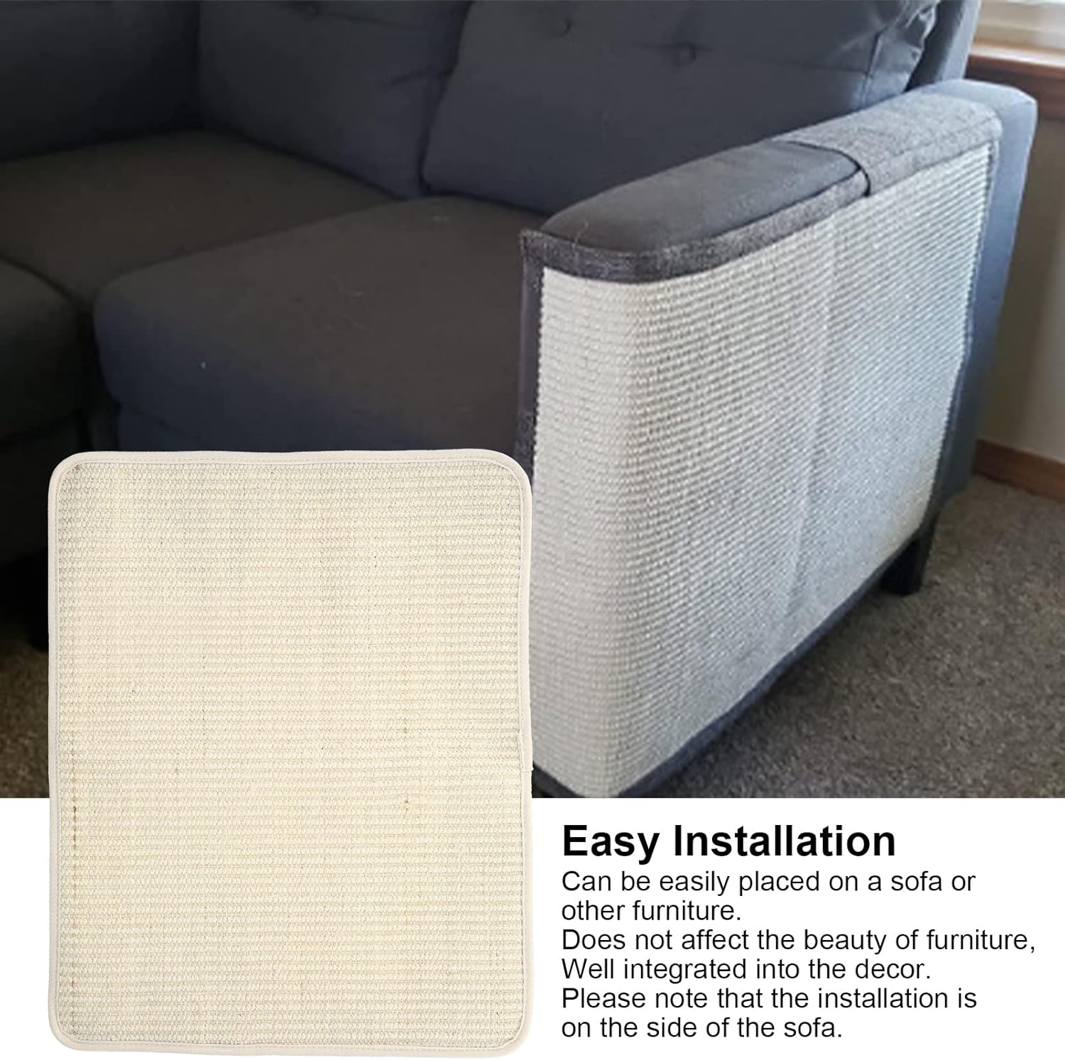 review Long Lasting Cat Scratching Pad, Made of Sisal - Ideal for Sofa, Couch, Armchair - Furniture Protector for Cats, Protect Your Furniture