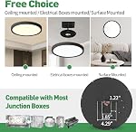 6PK 9 1 cm LED Lumières de plafond de montage, 18W, 1860LM, 3000K/4000K/6000K CCT Luminaires à panneau plat rond pour Hallway, Cuisine, Chambre, Lave-linge, Noir