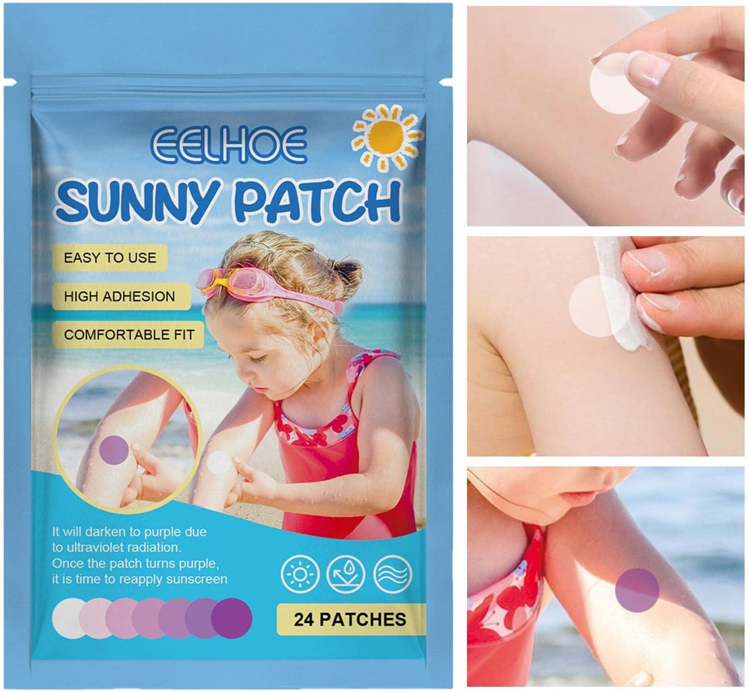Solar Buddies Sunscreen Applicator | 24 patches UV Sunscreen Dots Stickers Reapply Reminder | Sunburn Alert Patches Works With Spray Sunscreen & Sunscreen Applicator