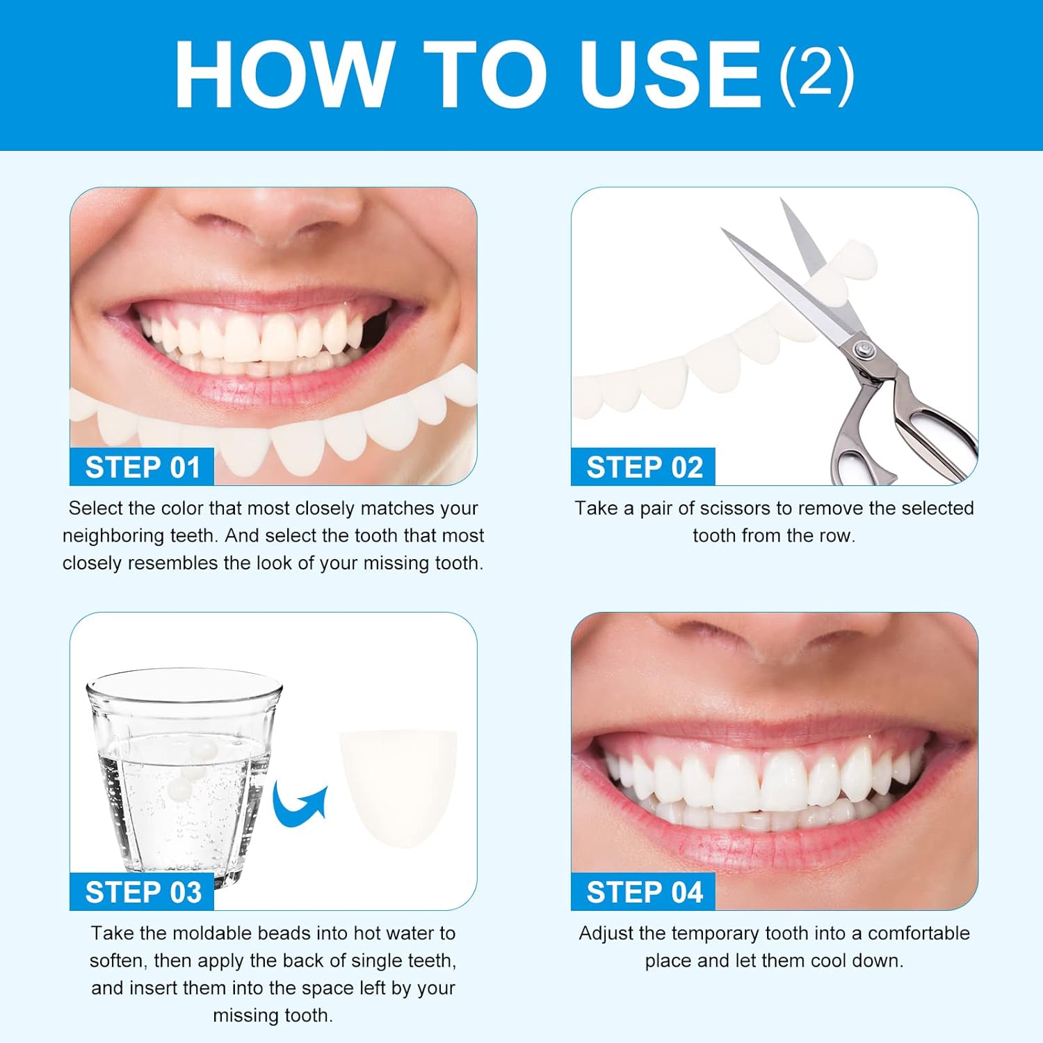 Fake Teeth,Temporary Tooth Repair Kit,Natural Shade Fake Teeth,Temporary Replace the Missing or Broken Tooth : Beauty & Personal Care