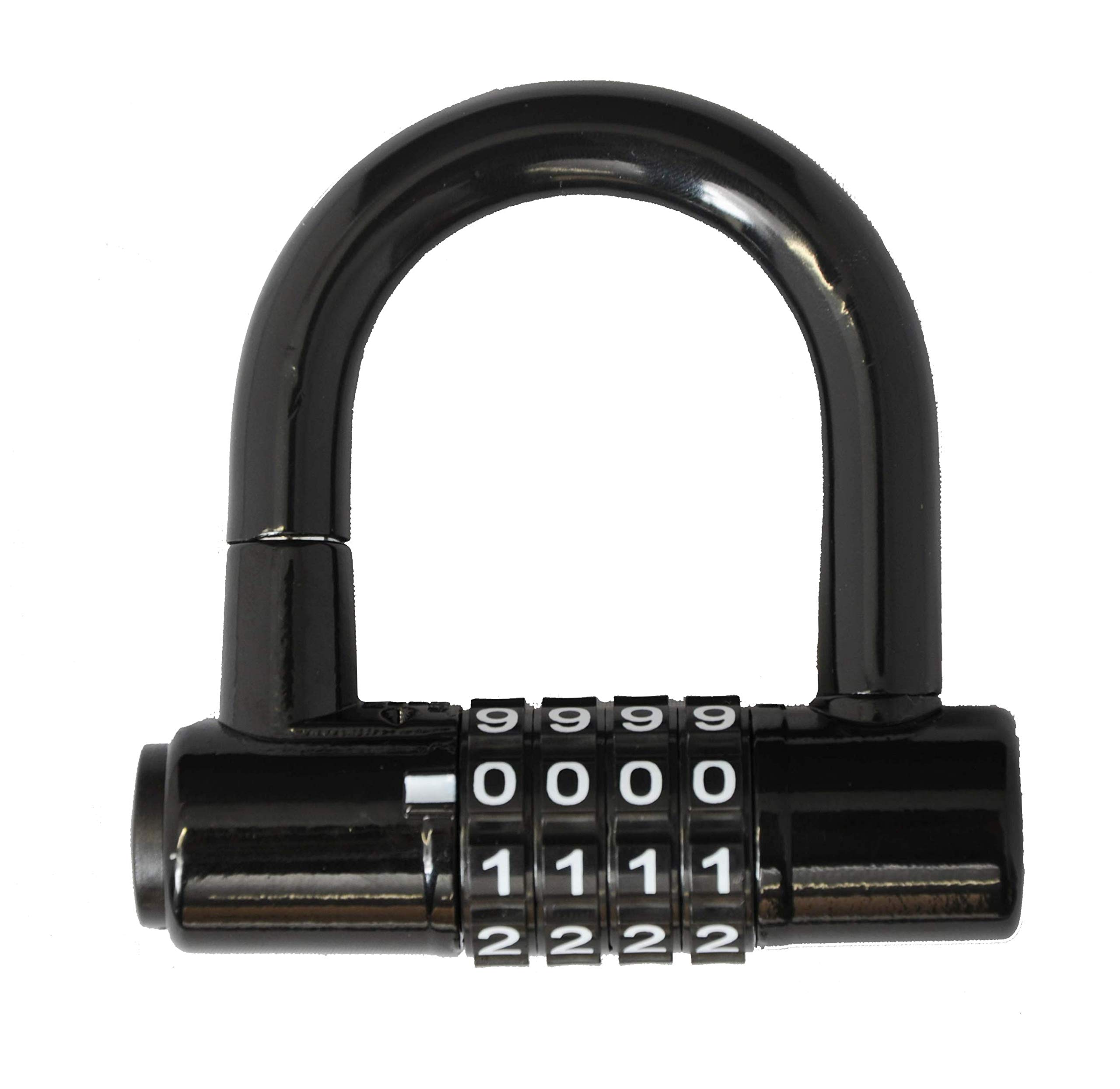 Ammaco Mini Compact Padlock 4 Digit Combi 12mm Shackle U-Lock D-Lock Combination Shed Bikes Scooter Sheds Luggage Airport Bicycle Lock